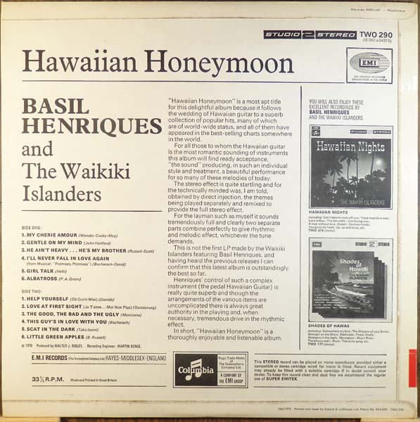 Basil Henriques And The Waikiki Islanders – 1970 – Hawaiian Honeymoon [TWO 290][LP黑胶][英国版][WAV]