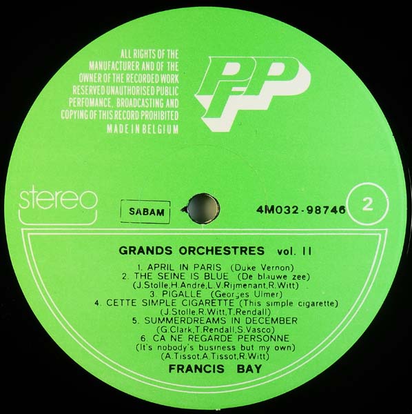 Francis Bay – 1975 – Les Grands Orchestres Vol. 2 [4M032-98746][LP黑胶][比利时版][WAV+CUE]