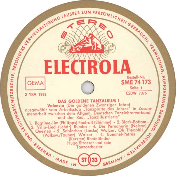Hugo Strasser – 1966 – Das Goldene Tanzalbum 1 [SME 74 173][LP黑胶][德国版][WAV+CUE]