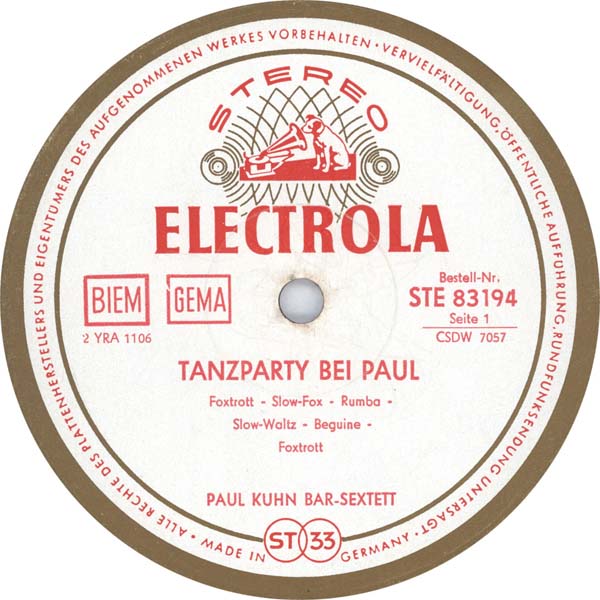 Paul Kuhn – 1960 – Tanzparty bei Paul [STE 83194][LP黑胶][德国版][WAV+CUE]