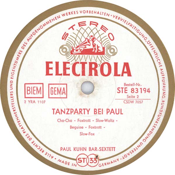 Paul Kuhn – 1960 – Tanzparty bei Paul [STE 83194][LP黑胶][德国版][WAV+CUE]