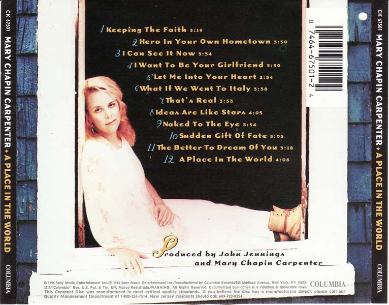 Mary Chapin Carpenter 玛丽·翠萍·卡朋特 音乐专辑6张6CD[WAV+CUE]
