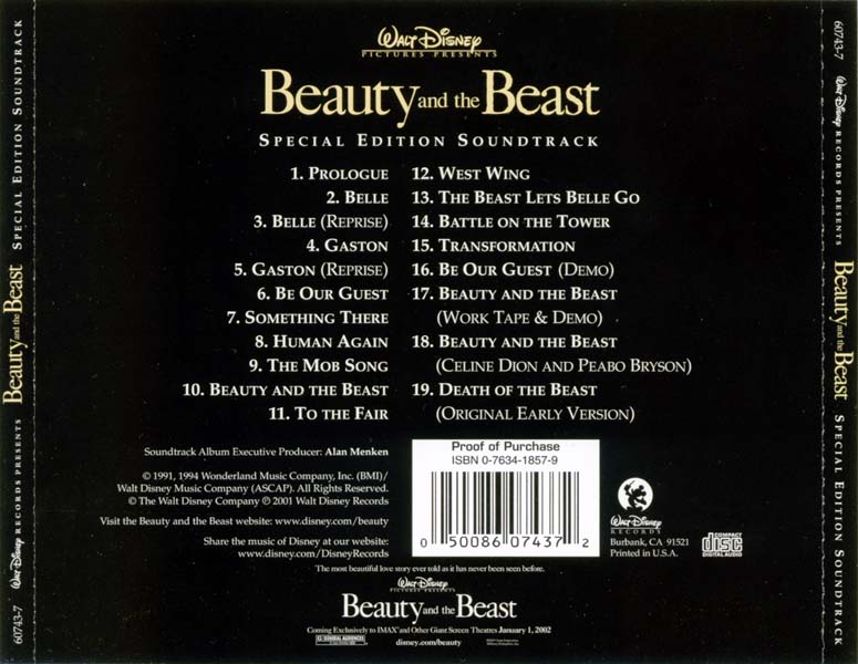 电影原声 – 2001 – 美女与野兽 Beauty and the Beast (Special Edition) [0-7634-1857-9][美国版][WAV+CUE]