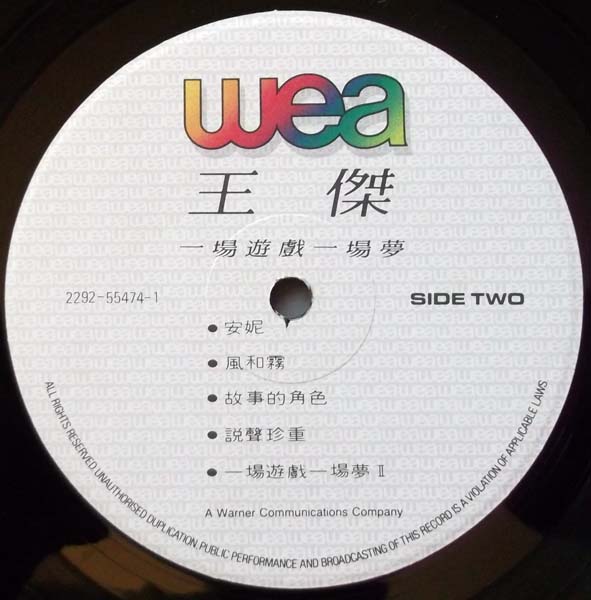 王杰 – 1987 – 一场游戏一场梦 [UR-8754][LP黑胶转录][飞碟][台版][WAV+CUE]