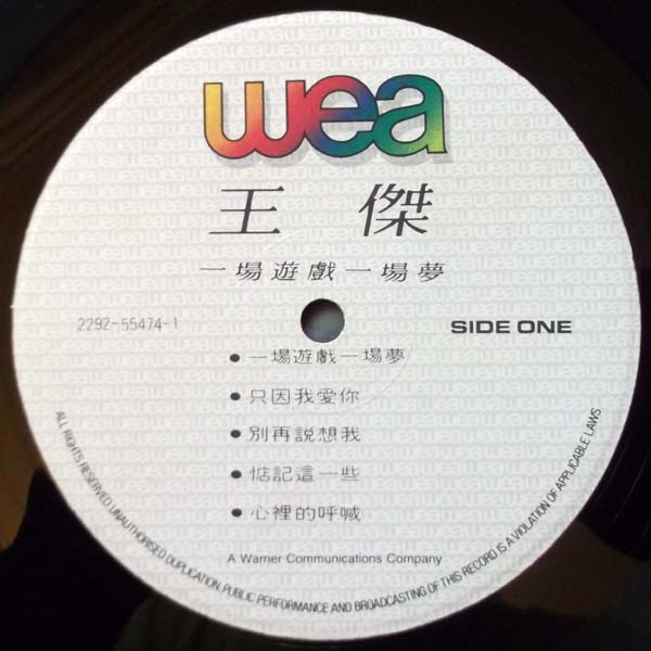 王杰 – 1987 – 一场游戏一场梦 [UR-8754][LP黑胶转录][飞碟][台版][WAV+CUE]
