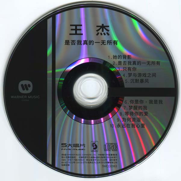 王杰 – 1989 – 是否我真的一无所有 [5MCD-2063][限量版][5大唱片 2017再版][WAV+CUE]