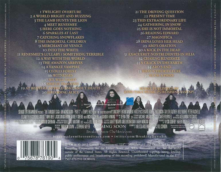 电影原声 – 2012 – The Twilight Saga – Breaking Dawn – Part 2 暮光之城：破晓（下） [7567-87619-0][欧版][WAV+CUE]