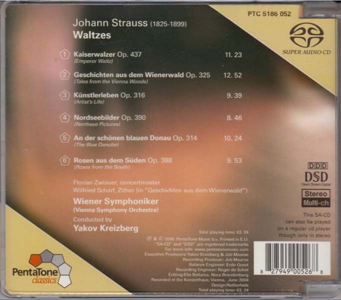 Yakov Kreizberg 亚科夫·克莱兹堡 – 2006 – Johann Strauss Waltzes 约翰・施特劳斯圆舞曲集 [PTC 5186 052][SACD][荷兰版][ISO]