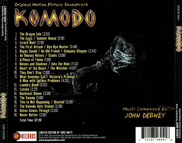 电影原声 – 1999 – Komodo 巨蜥惊魂 (2014)[BSXCD 8941][美国版][WAV+CUE]