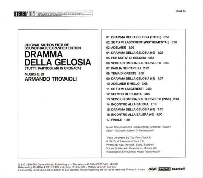 电影原声 – 2014 – Dramma Della Gelosia 嫉妒的戏剧 [8 809114 690648][韩国版][[WAV+CUE]