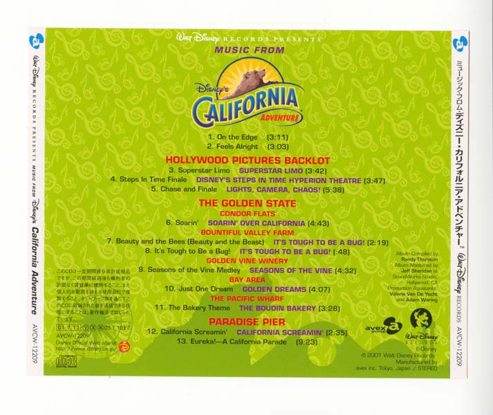 电影原声 – 2001 – Disney’s California Adventure 迪士尼加州冒险乐园 [AVCW-12209][日本版][WAV+CUE]