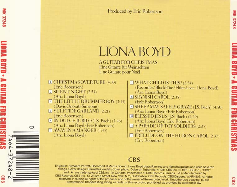 Liona Boyd 莉奥娜・博伊德 – 1981 – A Guitar for Christmas [MK 37248][加拿大版][WAV+CUE]