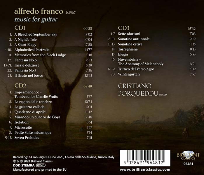 Cristiano Porqueddu – 2024 – 阿尔弗雷多・弗兰科：吉他作品集 3CD [96481][欧版][WAV+CUE]