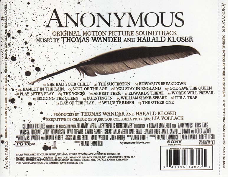 电影原声 – 2011 – Anonymous 匿名者 [0‑43396‑34827‑1][美国版][WAV+CUE]
