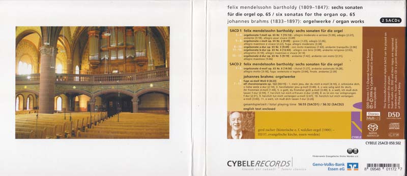 Gerd Zache – 2006 – 门德尔松：六首管风琴奏鸣曲 Op.65；勃拉姆斯：管风琴作品 [SACD][050.502][德国版][ISO]