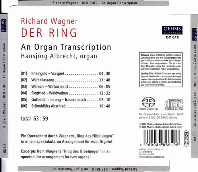 Hansjorg Albrecht – 2006 – 瓦格纳：尼伯龙根的指环，管风琴改编版 [SACD][4260034866126][欧版][ISO]