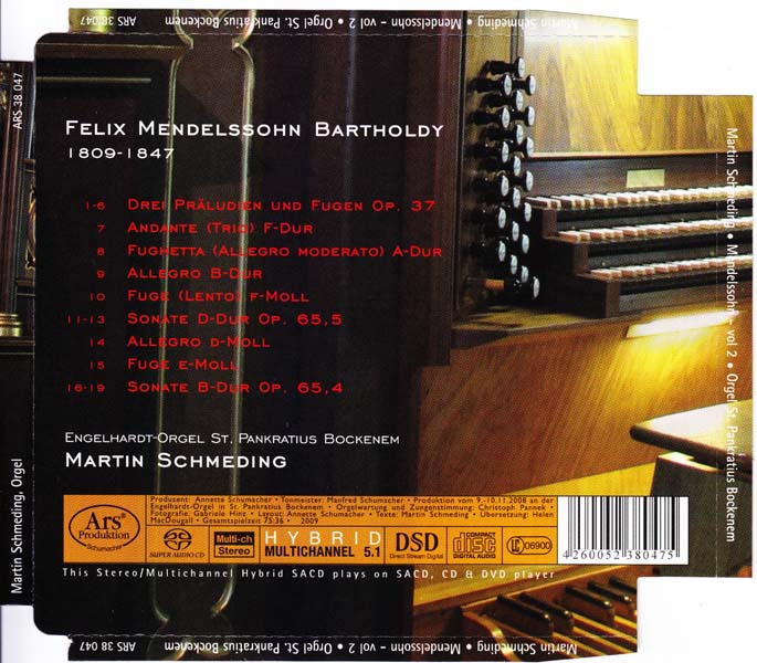 Martin Schmeding – 2008 – 门德尔松管风琴作品全集 [SACD][ARS 38 046_47][德国版][ISO]