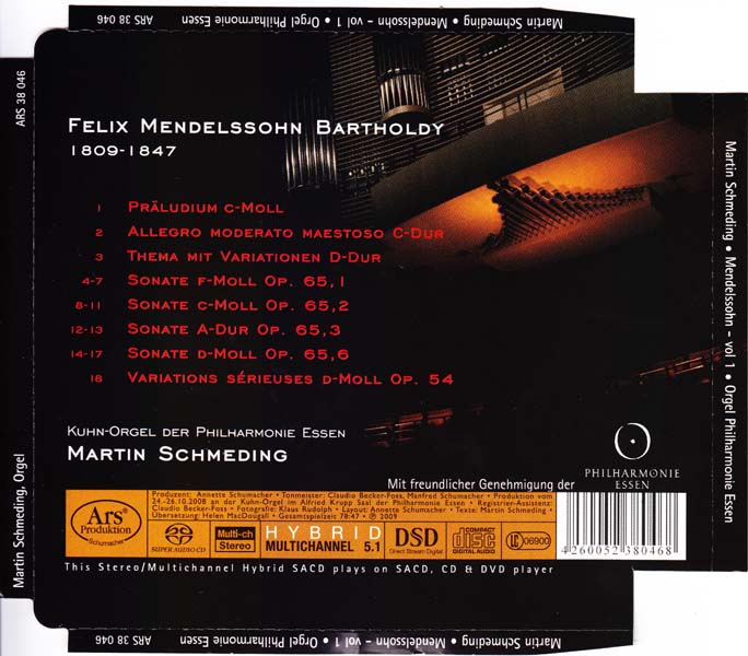 Martin Schmeding – 2008 – 门德尔松管风琴作品全集 [SACD][ARS 38 046_47][德国版][ISO]