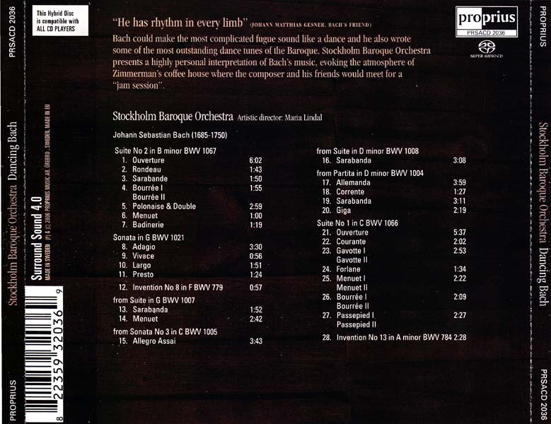 Stockholm Baroque Orchestra – 2006 – 舞动巴赫 [SACD][PRSACD 2036][瑞典版][ISO]