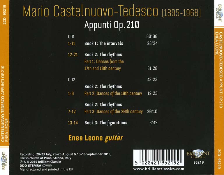Castelnuovo-Tedesco – 2015 – Appunti Op.210 [95219][欧版][WAV+CUE]