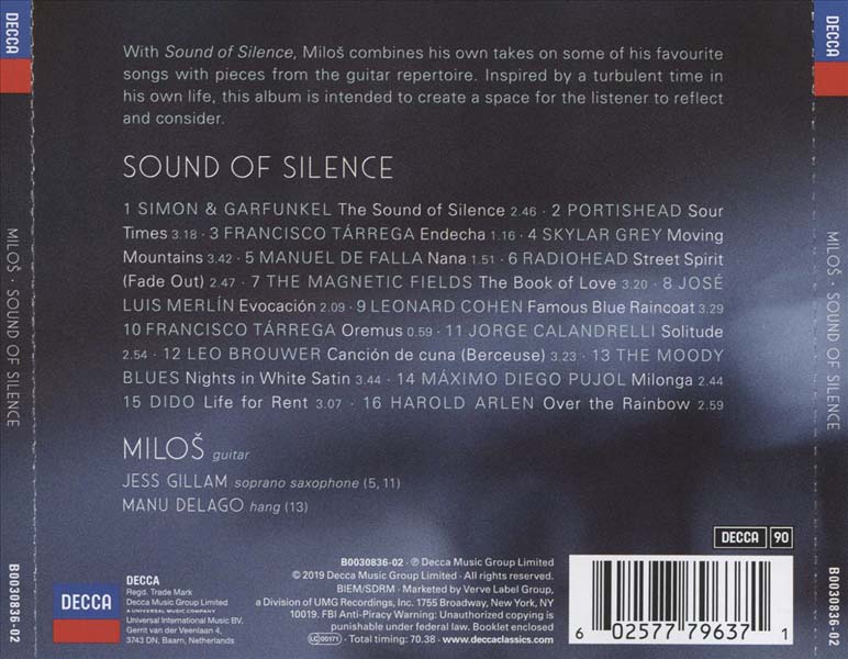 Milos Karadaglic – 2019 – Sound of Silence [B0030836‑02][荷兰版][WAV+CUE]