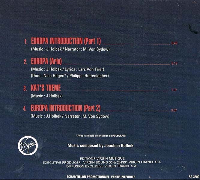 电影原声 – 1991 – Europa 欧罗巴 [SA 3200][非买品][法国版][WAV+CUE]