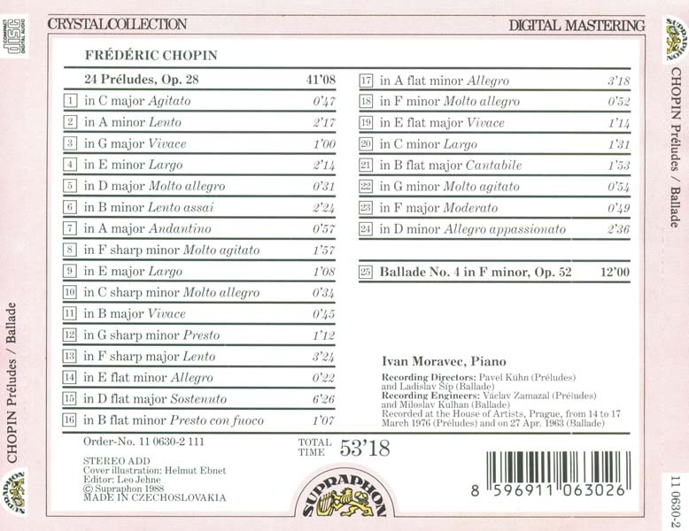 Ivan Moravec – 1977 – 肖邦_24 首前奏曲_f 小调第四叙事曲 (1988)[11 0630-2 111][捷克斯洛伐克版][WAV+CUE]