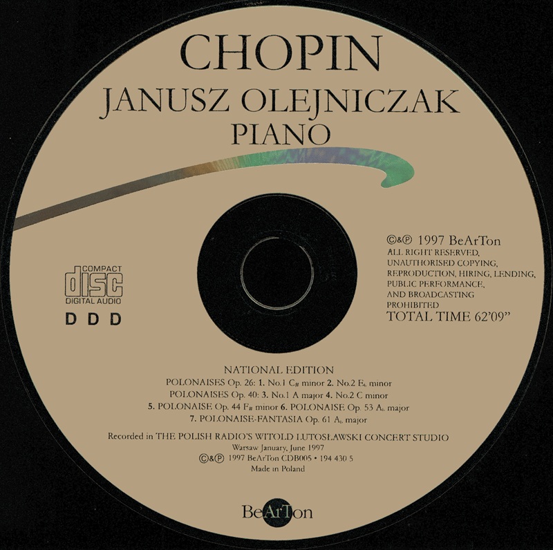 Janusz Olejniczak – 1997 – 肖邦_波洛奈兹舞曲 [CDB005][波兰版][WAV+CUE]