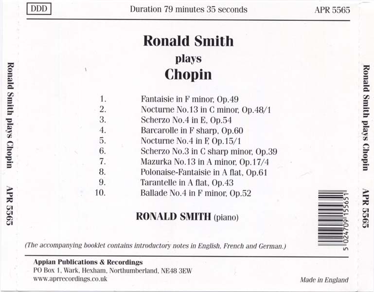 Ronald Smith – 1999 – 肖邦_钢琴作品 – [APR 5565][英国版][WAV+CUE]