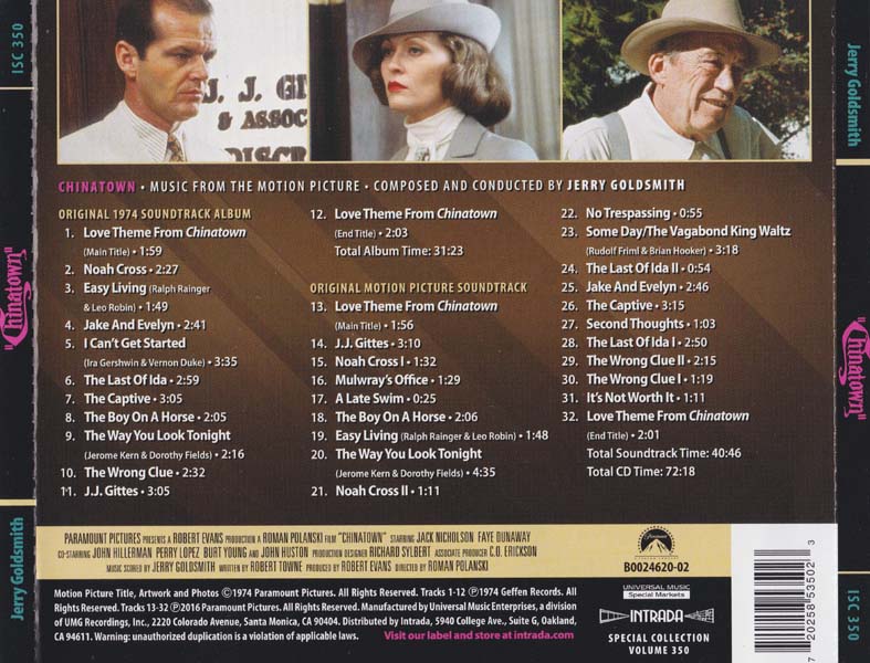 电影原声 – 1974 – Chinatown 唐人街 (2016)[ISC 350][美国版][WAV+CUE]