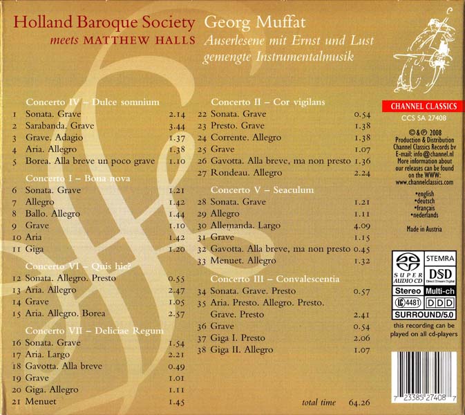 Holland Baroque Society meets Matthew Halls – 2008 – Instrumental Music [SACD][CCS SA 27408][奥地利版][ISO]